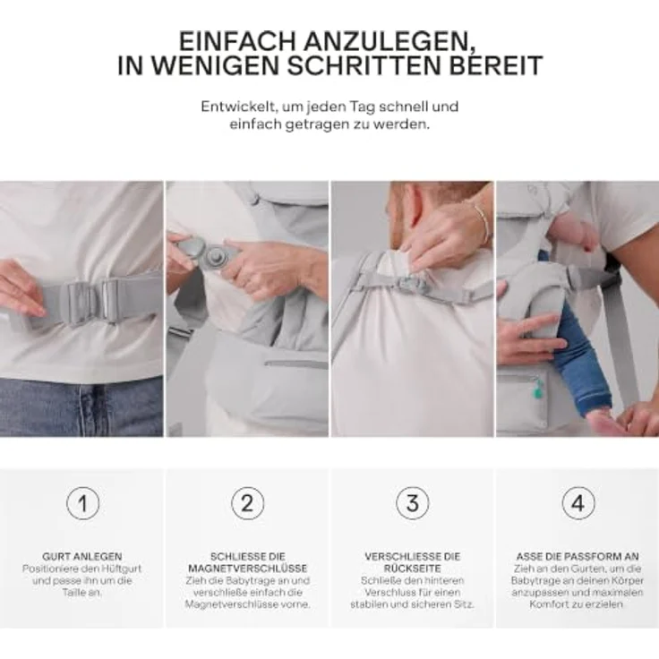 Koala Cuddle Carry, Babytrage für Neugeborene bis 20,4 kg, verstellbare Kopfstütze, 3 Tragepositionen, farblos – Bild 8