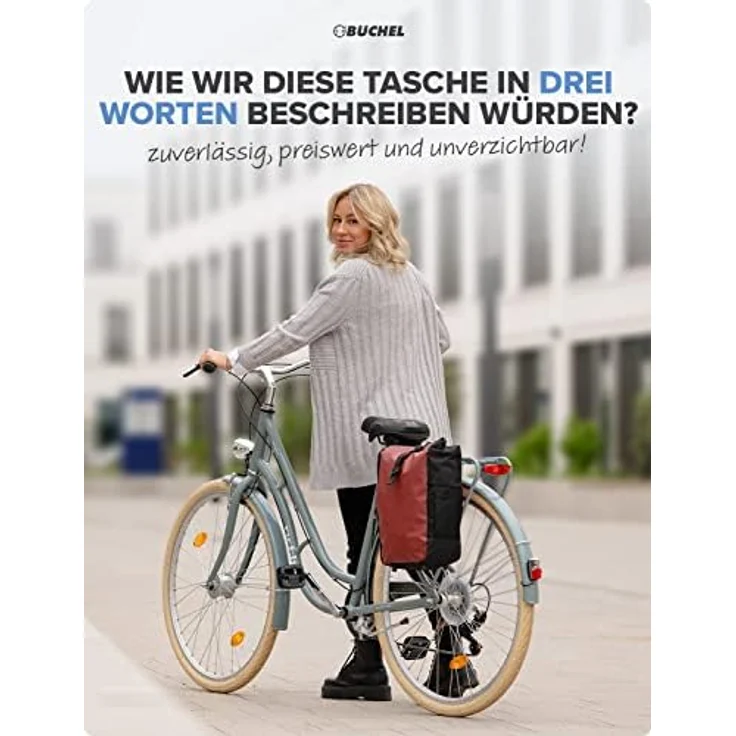 BÜCHEL Fahrradtasche für Gepäckträger I wasserabweisend und bis zu 10kg belastbar I Fahrradtasche Gepäckträger aus Tarpaulin, Gepäckträgertasche, Fahrrad Taschen hinten – Bild 2