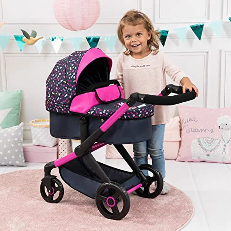 Bayer Design 17080AA Kombi-Puppenwagen Xeo mit Tasche, schwarz, rosa – Bild 7