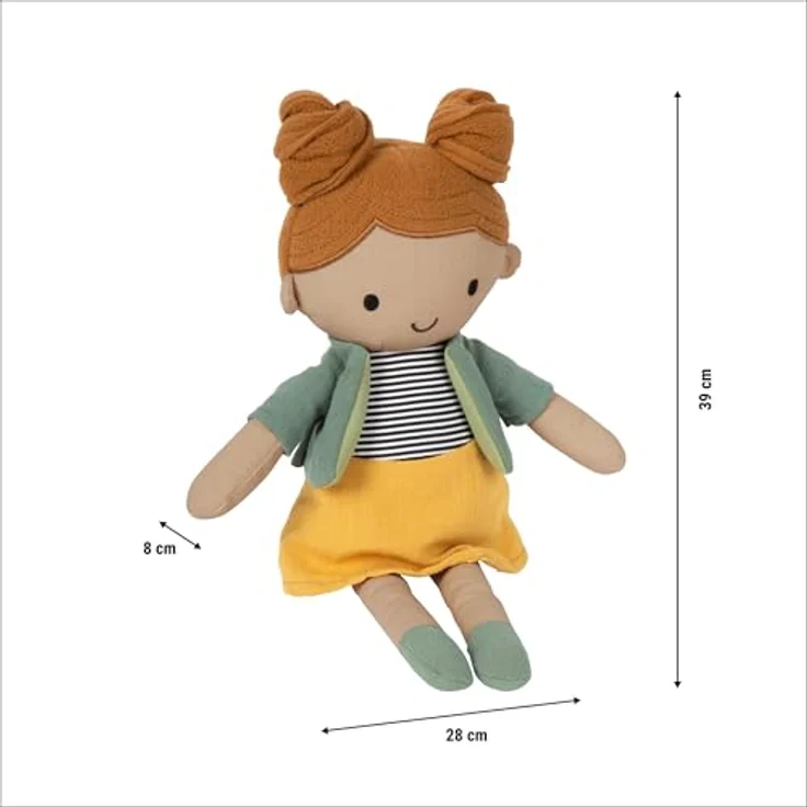 small Foot Stoffpuppe Maya, 39 cm große Puppe mit ausziehbarer Jacke, gelber Rock und liebevollen Details für Babys und Kleinkinder, 12779 – Bild 5