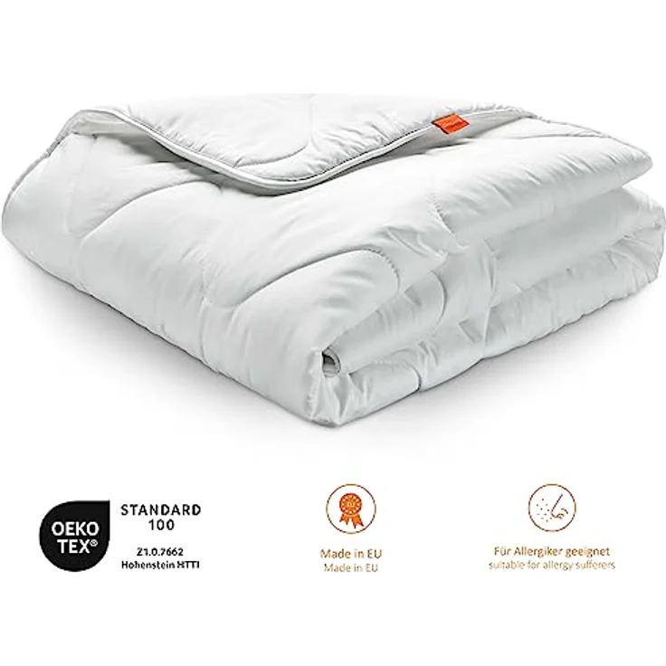 sleepling 190063 Basic 340 warme Duo Winterdecke aus 100% Baumwolle Satin 135 x 200 cm, weiß - Allergikerfreundliche Winterbettdecke mit optimaler Wärmespeicherung – Bild 2