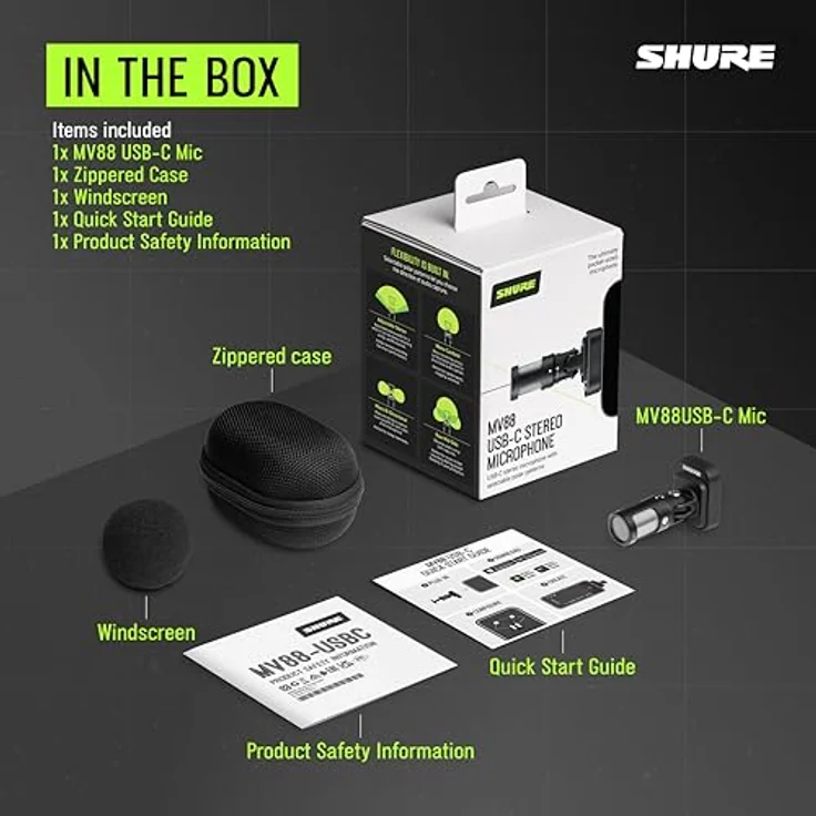 Shure MV88 USB-C Stereo-Mikrofon für Mobile Aufnahmen und Vlogging, Auto-Level-Modus, Echtzeit-Denoiser, vier Richtcharakteristiken, schwarz – Bild 4