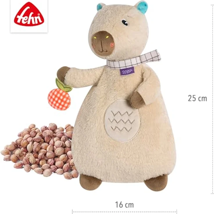 Fehn Wärmetier mit Kirschkernfüllung 25 cm - Capybara, Wärme- und Kuscheltier für Babys mit herausnehmbarem Wärmesäckchen – Bild 4