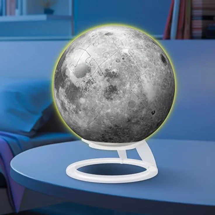 Ravensburger 3D Puzzle 11586 - Puzzle-Ball "Der Mond" - leuchtet im Dunkeln - dekorativer Glow-in-the-Dark Puzzleball - Grau – Bild 4