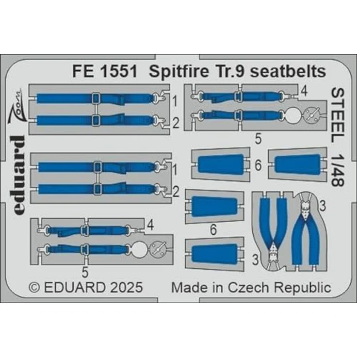 Eduard 1/48 Big Ed Spitfire Tr.9 Teilesatz, Kunststoffteile mit Radierer, Landeklappen, Sicherheitsgurt und Malermaske für Airfix – Bild 5