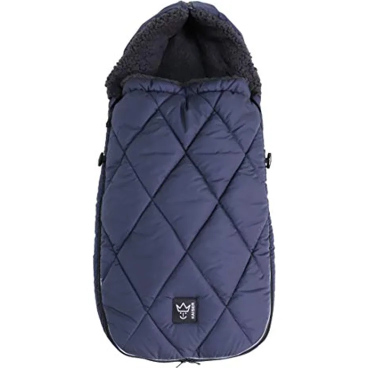 Kaiser 6576322 XL TOO Thermo Sherpa Fleece Universal, navy - Fußsack mit großzügigem Längsschlitz und wind- und wasserabweisendem Außenstoff