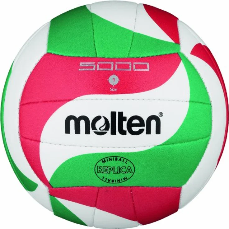 Molten V1M300 Wettspiel Volleyball klein 135 g Ball, Weiß/Grün/Rot, Ø 15 cm, Maschinengenäht