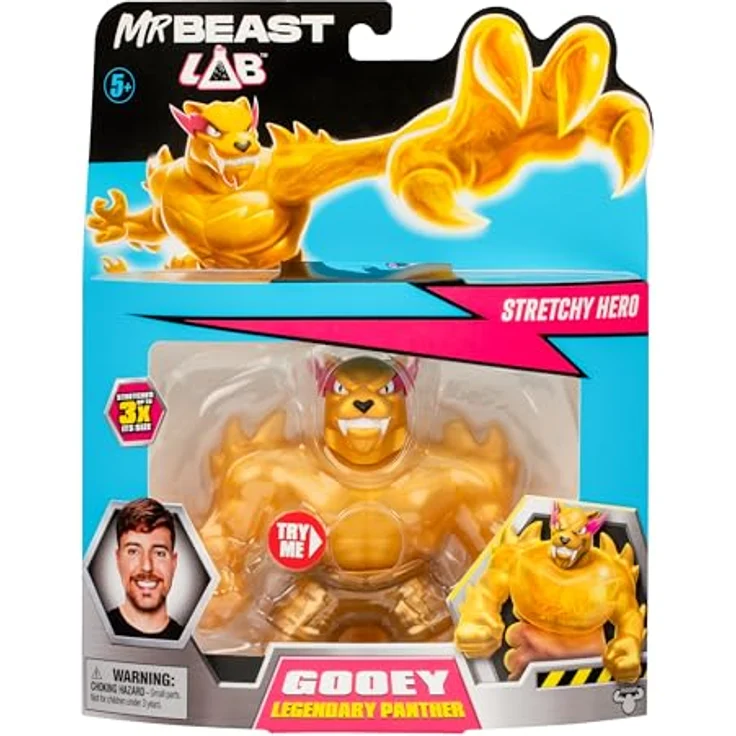 MRBEAST LAB 24738 Dehnbare Figur, Legendary Panther mit goldfarbener Füllung, 11 cm, bis zu 3x dehnbar – Bild 3