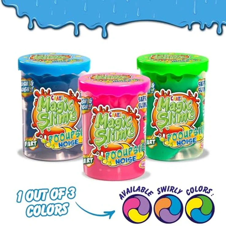 CRAze Magic Slime POOUPSIE Noise, Dickflüssiger Pups Schleim für Kinder, 100 g mit Furzgeräuschen, Rückstandsfrei in 3 zufälligen Farben, 5.5 x 5.5 x 7.8 cm – Bild 2