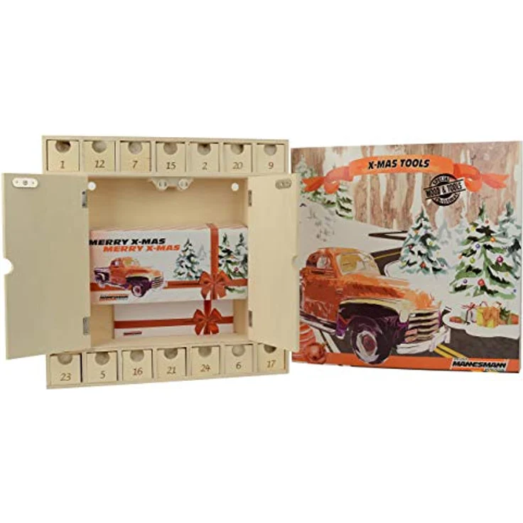 Mannesmann Holz-Adventskalender mit Multi-Tool und 24 lasergravierten Sub-Boxen, inklusive Graviervorlagen – Bild 5