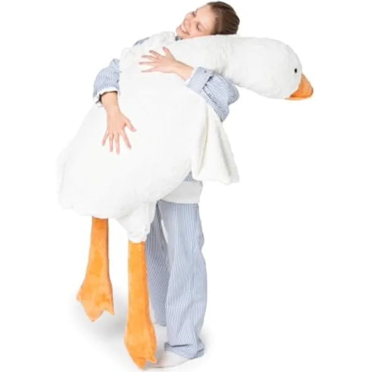 MKS Weiches Plüsch Ente Kuscheltier 190cm, Hypoallergener Entenkuschel mit maschinenwaschbarem Bezug