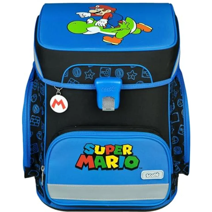 Scooli EasyFit Schulranzen-Set 5-teilig, ergonomisches Tragesystem, reflektierende Flächen, Super Mario II, 28 x 36,5 x 23 cm – Bild 2