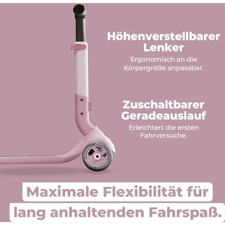 PUKY PUKYmini-Scooter Push | Kinderroller ab 2 Jahre | Rosa | Höhenverstellbarer Lenker | Klappbar & Kompakt | Extra breite Reifen | Leuchtende Räder | Ideal für Abenteurer & Outdoor – Bild 5