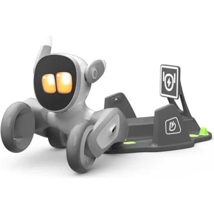 Loona KEYI Premium Haustier-Roboter mit Ladestation, AI ChatGPT-4o, Stimmen- & Gestensteuerung, Echtzeit-Interaktion, Heimüberwachung, Schwarz