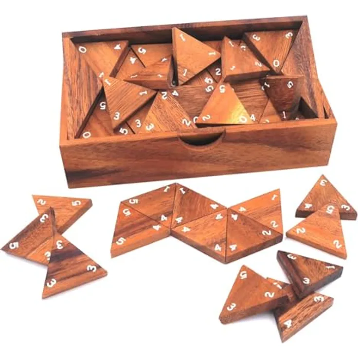 ROMBOL TRIDOMINO, innovatives Domino-Spiel mit 56 dreieckigen Zahlensteinen, 45 mm Kantenlänge