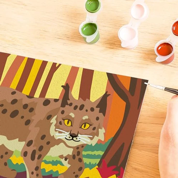 Ravensburger Malen nach Zahlen CreArt Luchs im Herbstwald, 15 Acrylfarben, Made in Europe – Bild 7