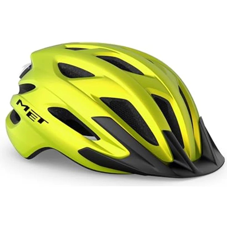 MET Crossover Fahrrad Helm, Limettengelb Metallic Matt, Einheitsgröße mit erweiterter Kopfabdeckung und Safe-T Sport Fit System – Bild 1