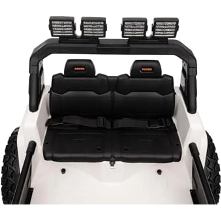 RIRICAR Beneo Motors OFFRIDE 4x4², Elektrisches Zweisitzer Kinderauto 12V in Weiß, MP3-Player mit USB/AUX, 4x4 Antrieb, Lithium-Akku, große EVA-Räder mit Hinterradfederung, Fernbedienung, LED-Lichter – Bild 3