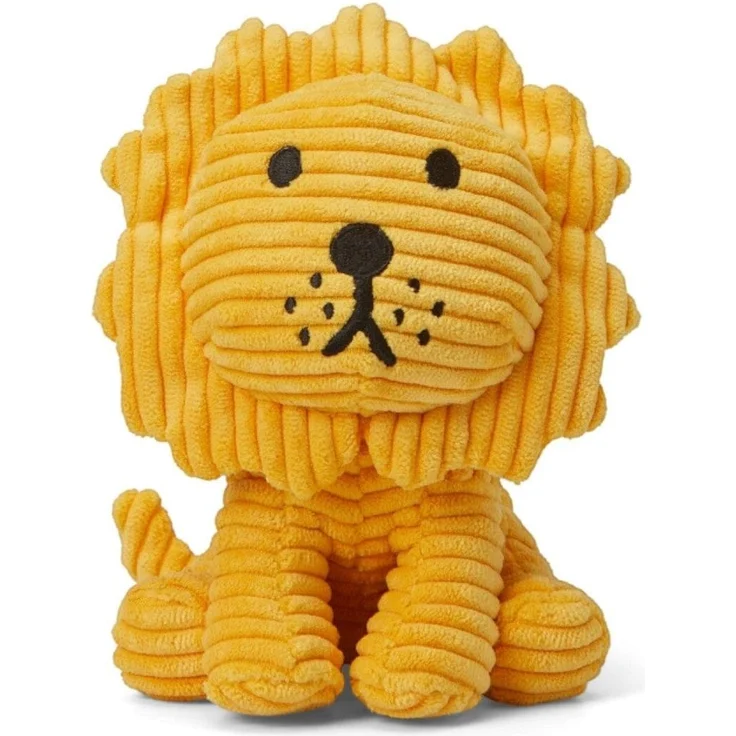 International Bon Ton Toys Miffy friend Cord-Löwe, Kuscheltier in sonnigem Gelb, handgefertigt mit recyceltem Polyester, ca. 24 cm