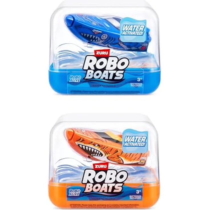 ZURU Robo Alive Robo Boats, Tiger Shark & Robo Shark Boat, Wasseraktivierte Spielzeugboote, 2 Pack, für Action und Wasserspaß – Bild 2