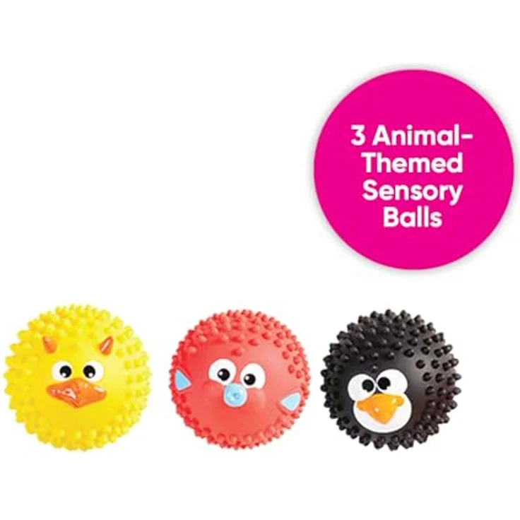 Edushape Sansebolde mit Tiergesichtern, 3er Set Sensorikbälle für Babys ab 0+ Jahren – Bild 2