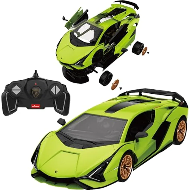 TURBO CHALLENGE Lamborghini Sian, RC Prestige Ferngesteuertes Auto im Maßstab 1/18, Grün, Bausatz, für Kinder ab 6 Jahren, Batterien nicht enthalten