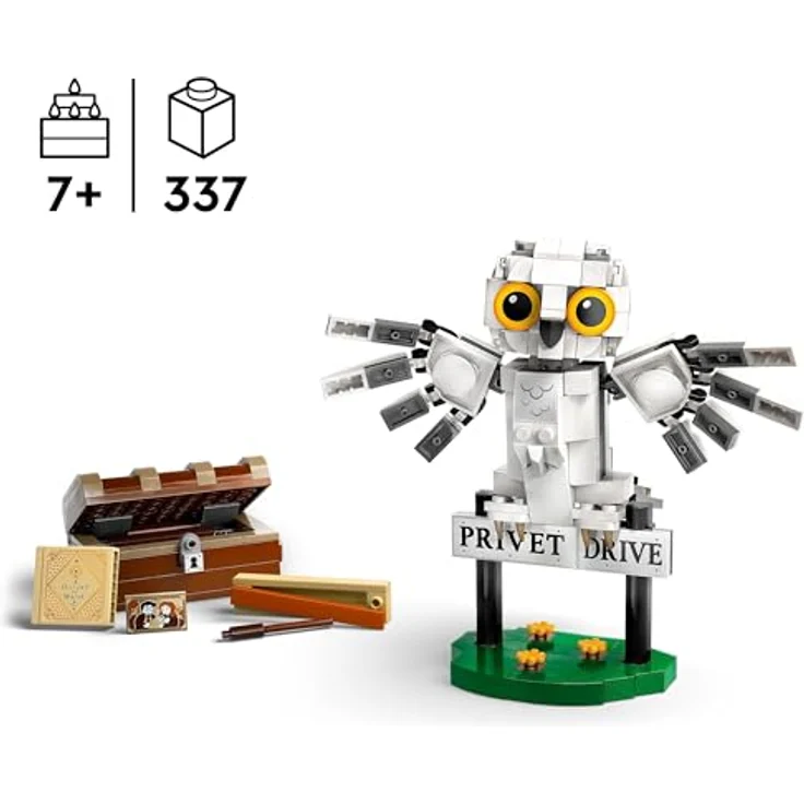 LEGO Harry Potter Hedwig im Ligusterweg 4 Set, baubare Tier-Figur mit Hogwarts-Koffer, Spielzeug-Eule für Kinder ab 7 Jahren 76425 – Bild 3