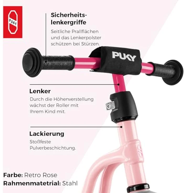 PUKY R1 Scooter | Sicherer Roller für Kinder ab 2 Jahren | Rutschfestes Trittbrett | Höhenverstellbarer Lenker | Pink – Bild 5