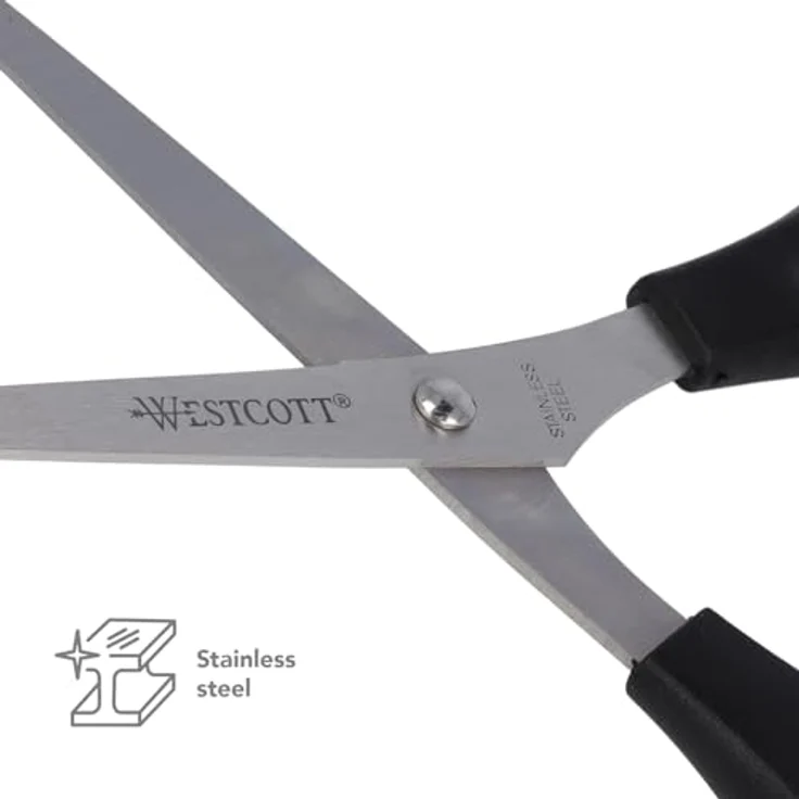 WESTCOTT Papierscheren 210mm, rostfreie Stahlklingen mit ergonomischem Kunststoffgriff, schwarz – Bild 3