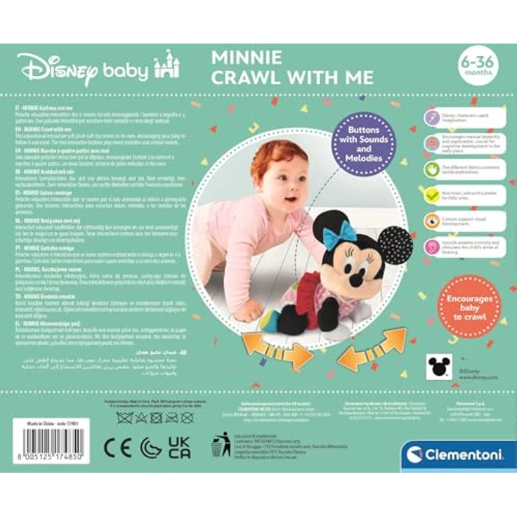 Clementoni® Plüschfigur Disney Baby, Minnie - Krabbel mit mir, interaktive Melodien und Tierlaute, mit Sound – Bild 4