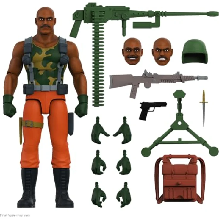 Super7 G.I. Joe Roadblock (Cartoon Accurate) - 17,8 cm Actionfigur mit 3 Köpfen, 8 Händen, Blaster-Pistole und schwerem Maschinengewehr – Bild 1