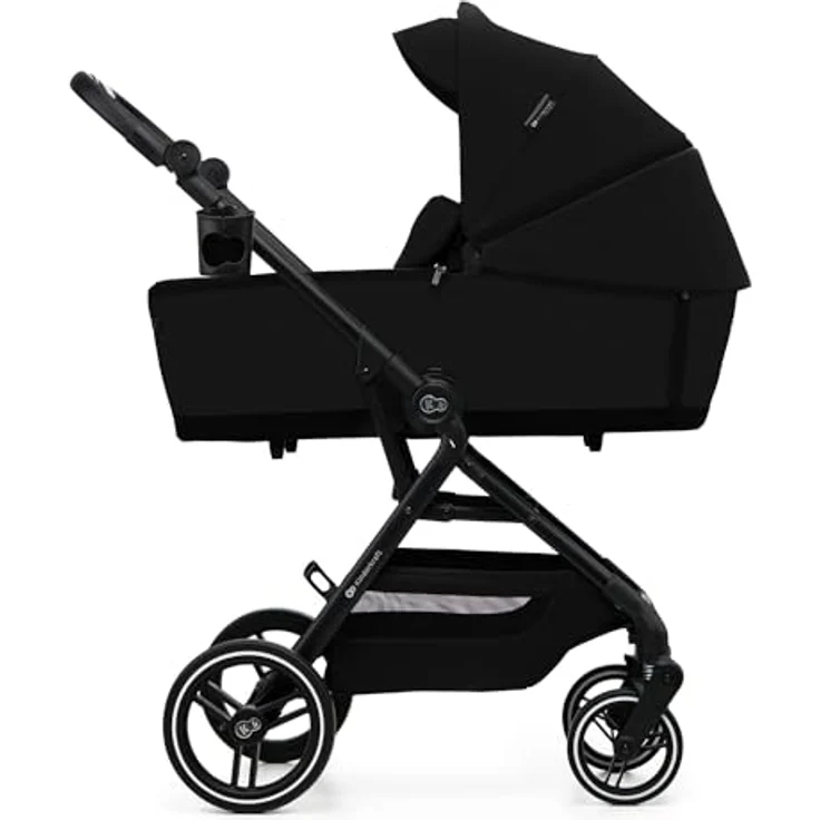 Kinderkraft YOXI 2-in-1 Kinderwagen, Buggy für Neugeborene bis 22 kg, einfach zusammenklappbar, großes, wasserdichtes Verdeck mit UPF50+, undurchdringliche Räder, schwarz, Korb bis 5 kg – Bild 4