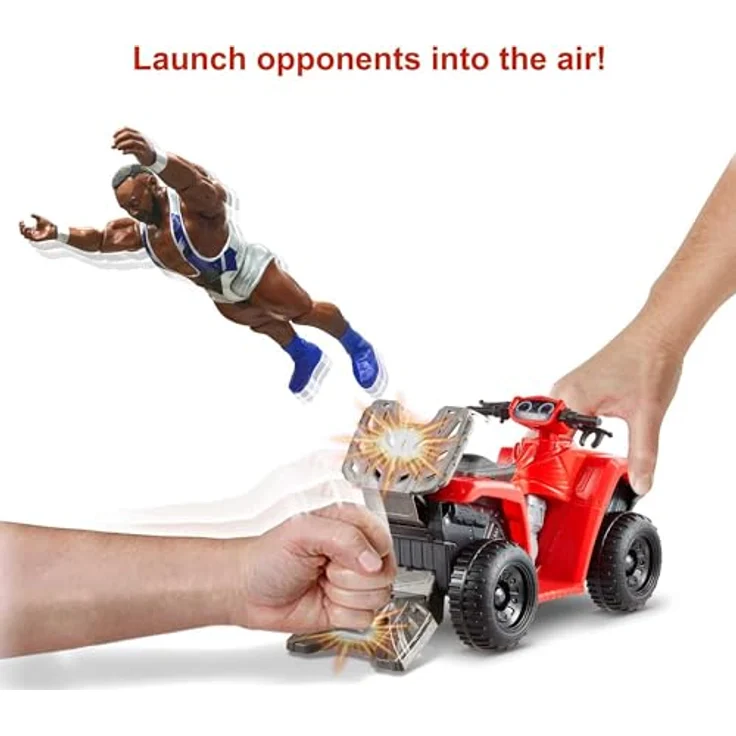 WWE HDM06 - Wrekkin Slam 'N Spin ATV mit drehenden Lenkstangen u, inkl. 15cm Big E Basic Action Figur, Spielzeug Geschenk für Kinder ab 6 Jahren – Bild 7