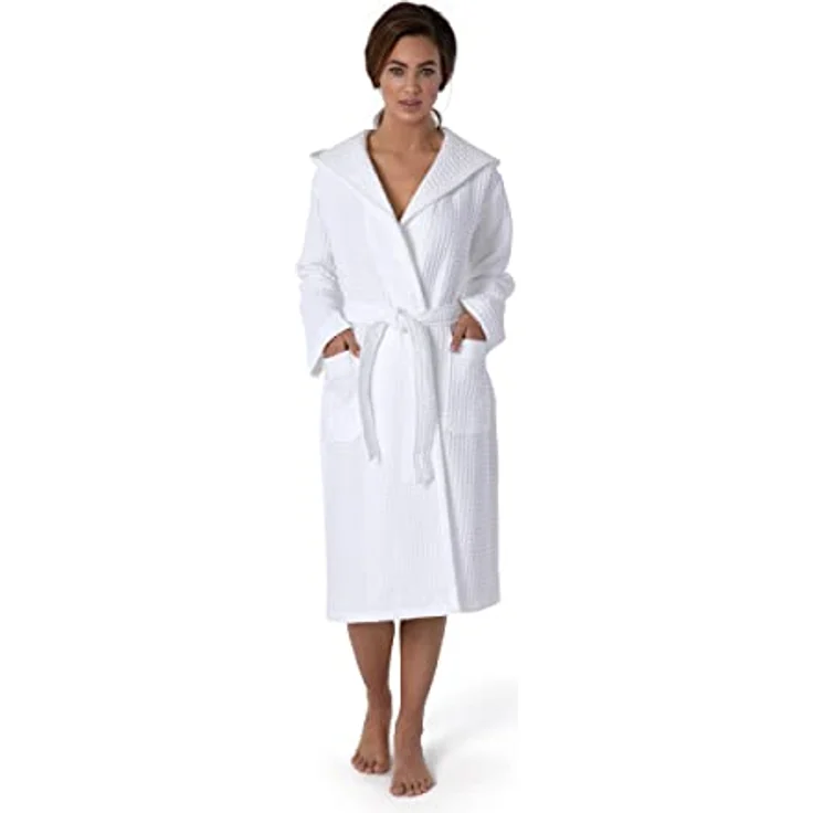 MÖVE Kapuzenmantel möve Piquée, Weiß, Gr. XL, unisex, Oeko-Tex® Standard 100, aus 100% Baumwolle, schnelltrocknend und saugfähig – Bild 2
