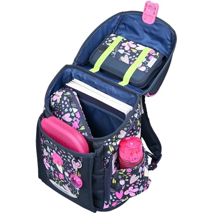 McNeill Schulranzen Set PRIMO 9tlg. (IN THE GARDEN), ergonomisch, 19 L, leicht, mit gepolsterten Gurten und Zubehör – Bild 4