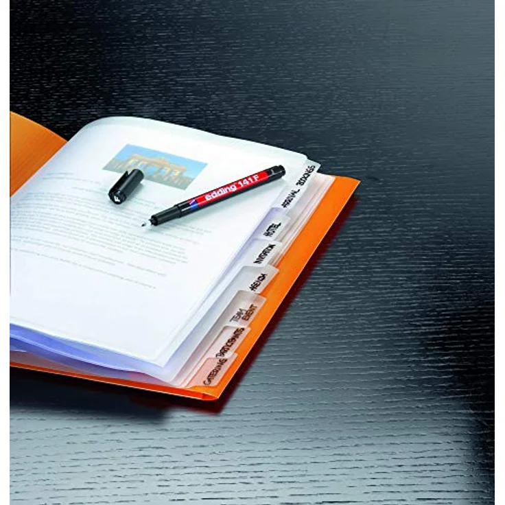 edding 141 F Permanenter Folienschreiber - 4er-Set - 4 Farben - Rundspitze 0,6mm - zum Schreiben auf Glas Kunststoff Folien und glatten Oberflächen - permanent schnelltrocknend wisch- und wasserfest – Bild 3