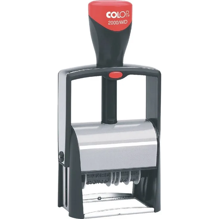 COLOP 2000/WD Wortband-Datumstempel, selbstfärbend, schwarz, mit 12 einstellbaren Begriffen und Sichtfenster
