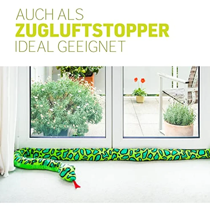 Home-Flair Plüschtier Schlange, Kuscheltier und Zugluftstopper, 250 cm, grün – Bild 3