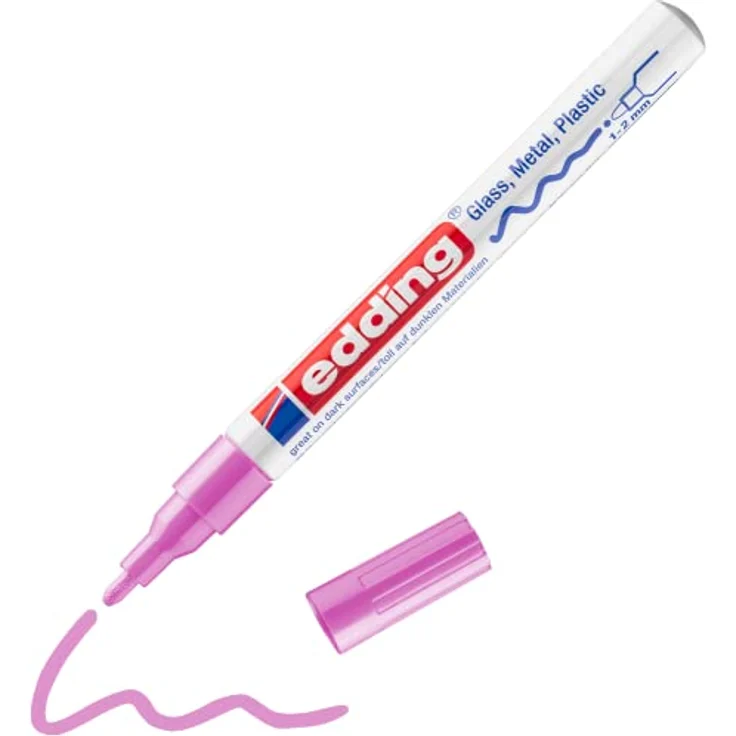 edding 751 Glanzlackmarker - pink - 1 Lackmarker - Rundspitze 1-2 mm - Lackstift für Glas, Stein, Holz, Kunststoff und Papier - wasserfest, stark deckend – Bild 1