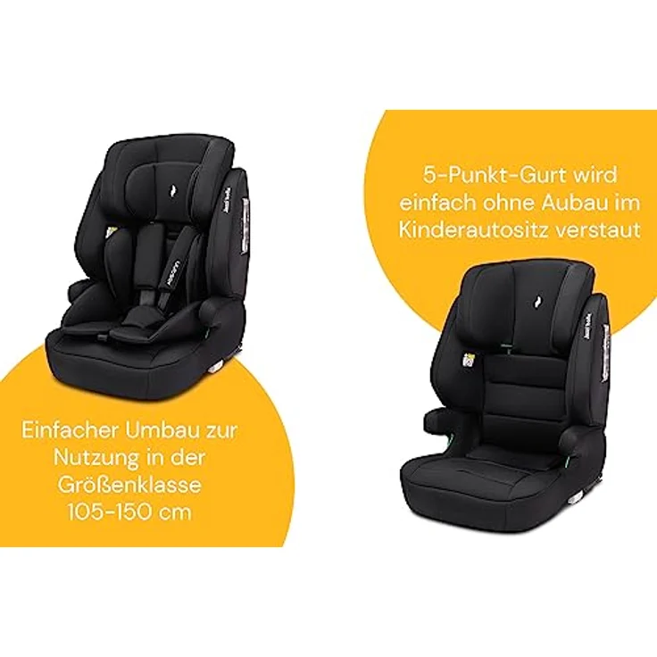 Osann Autokindersitz Jazzi Isofix, mitwachsender Kindersitz für Kinder von 76 bis 150 cm, Schwarz – Bild 5