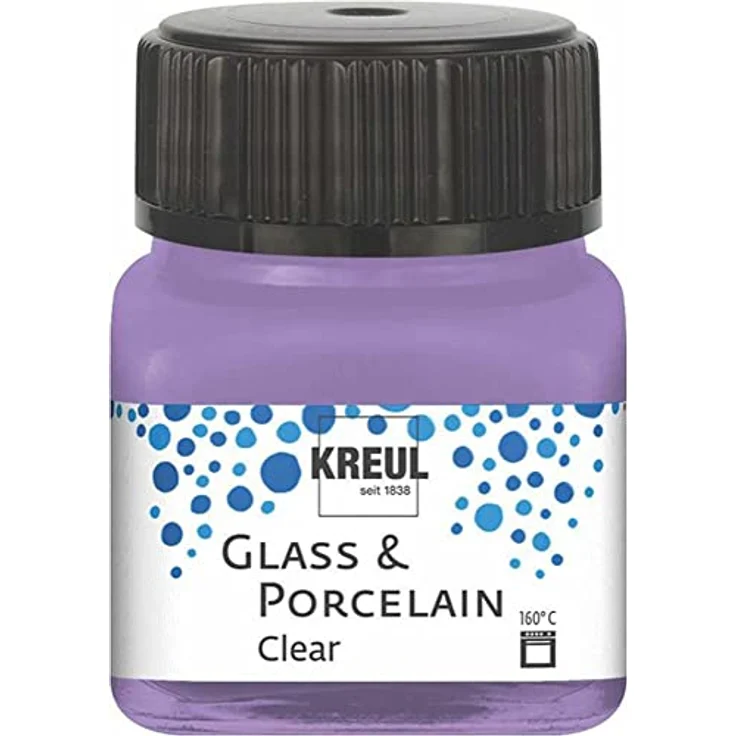 KREUL 16295 - Glass & Porcelain Clear flieder, im 20 ml Glas, transparente Glas- und Porzellanmalfarbe auf Wasserbasis, schnelltrocknend, glasklar – Bild 1