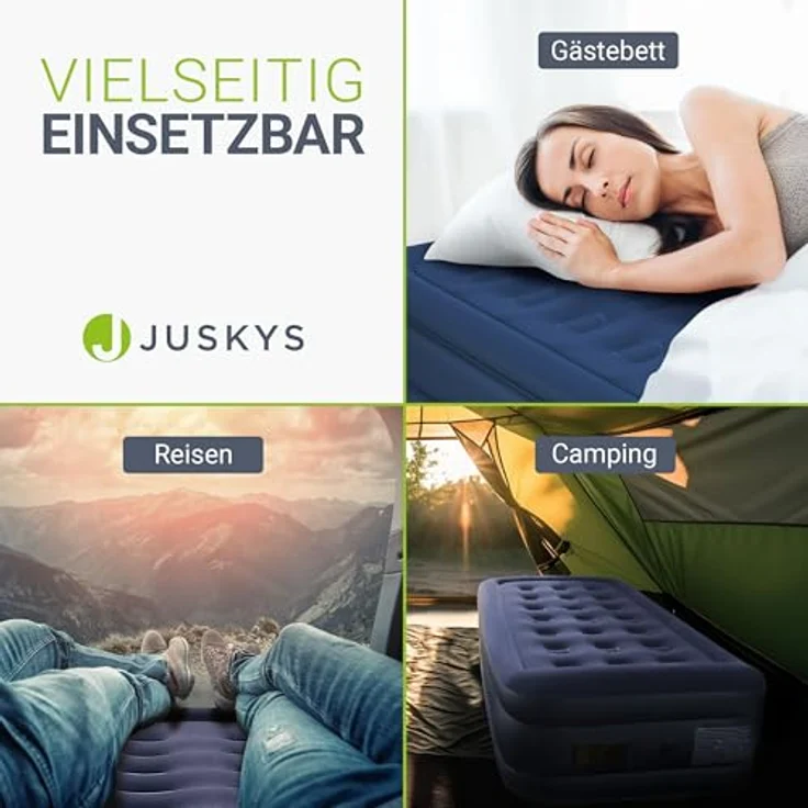 Juskys Luftmatratze Sapri, Einzel-Luftbett, selbstaufblasend, wasserdicht, blau, inkl. Pumpe und Tasche - Preisvergleich – Bild 6
