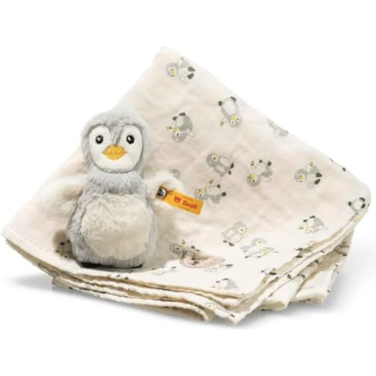 Steiff Geschenkset Lio Pinguin Greifling mit Spucktuch, 11 cm, mehrfarbig, für Babys ab 0 Monaten – Bild 1