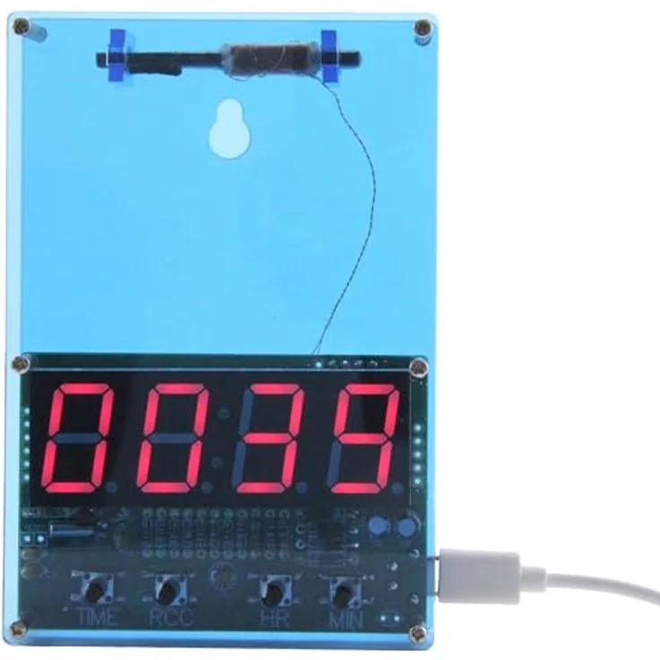 Sol Expert Lötbausatz Funkuhr DCF 11000, Uhr mit 7-Segmentanzeigen und blauem Acrylgehäuse, für ab 14 Jahre – Bild 2