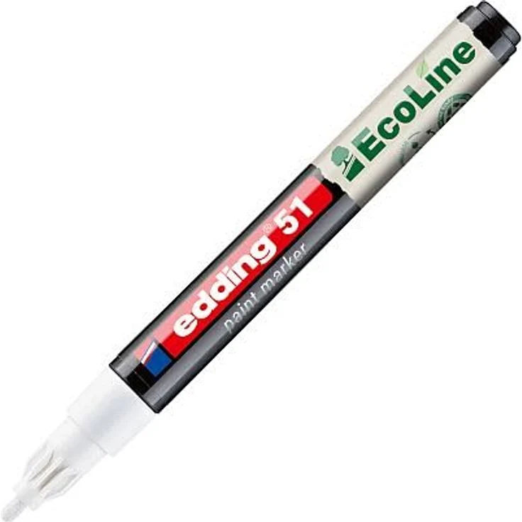 edding 51 EcoLine Lackmarker, weiß, Rundfeder 1-2 mm, wasserbasierte hochdeckende Tinte für Glas, Stein, Holz, Kunststoff und Papier – Bild 1