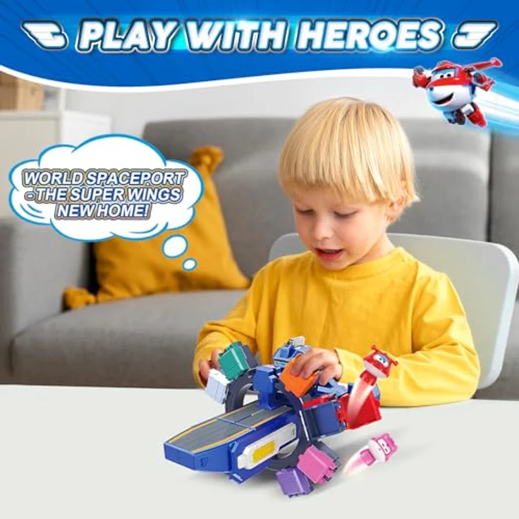 Super Wings 3-in-1 Transformable Robot, Verwandlungsspielzeug mit Jett und Dizzy, 27 cm groß, blau, für Jungen und Mädchen ab 3 Jahren – Bild 4
