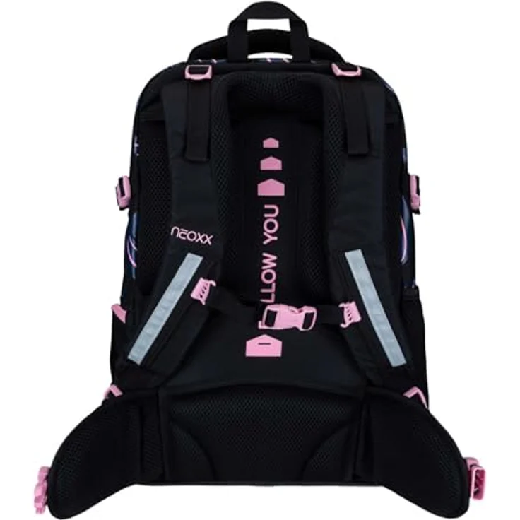 neoxx Active Pro Schulrucksack mit Laptopfach, ergonomisches Tragesystem, schwarz – Bild 3