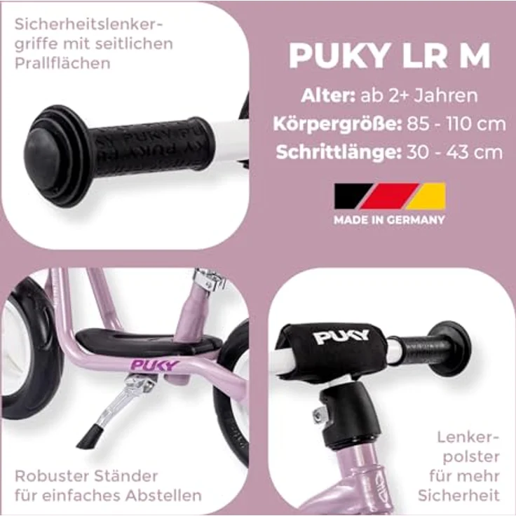 PUKY LR M Pearl Pink Laufrad ab 2 Jahre mit Sicherheitslenkergriffen & höhenverstellbarem Sattel – Bild 3