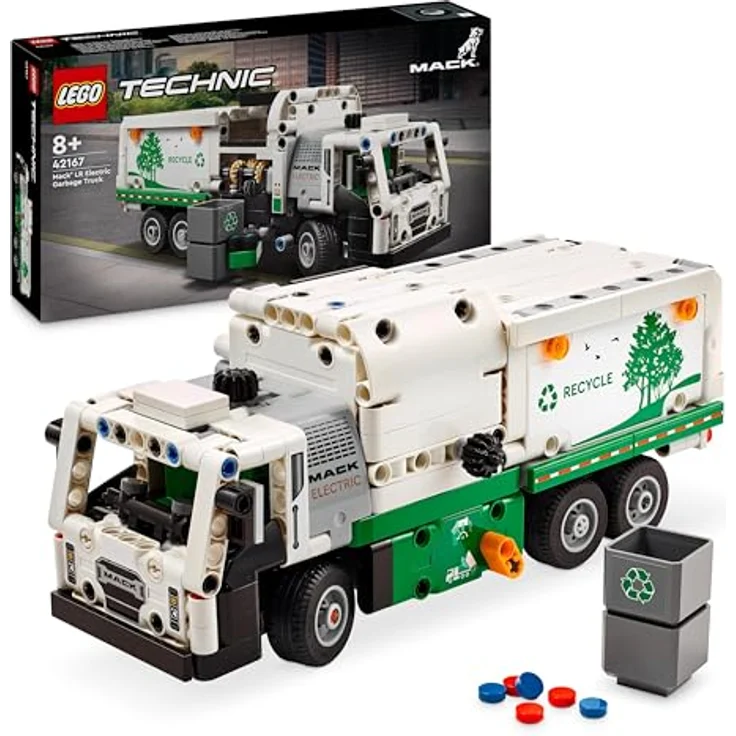 LEGO Technic Mack LR Electric Müllwagen, Müllauto-Modell für Recycling-Rollenspiele, Baubares LKW-Spielzeug für Kinder, Auto-Geschenk für Jungs und Mädchen ab 8 Jahren, die Fahrzeuge lieben 42167 – Bild 1