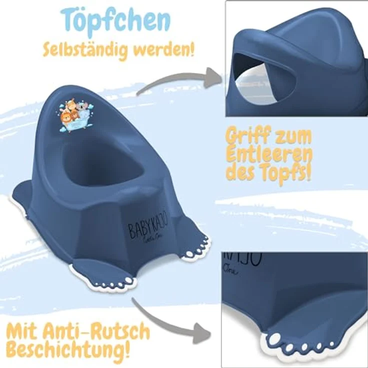 Babykajo 3 in 1 Baby Töpfchen Set, inkl. Töpfchen, Toilettensitz und Tritthocker, BPA freies Plastik, dunkelblau – Bild 5
